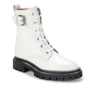 Stuart Weitzman White Combat Boots